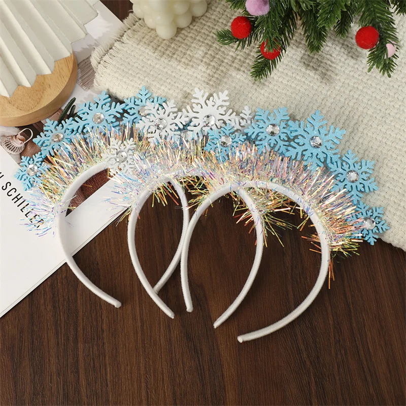 Fashion Sweet Christmas Snowflake Headband For Women Girls Creative Hair Accessories Photo Props Christmas Decoration Gifts