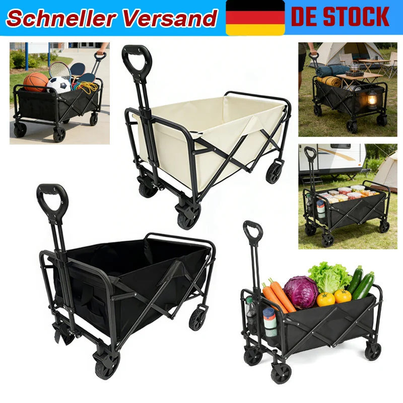 Carrito de Camping Plegable con Capacidad de Carga de 330 LBS, Carrito Utilitario Resistente para Picnic, Jardín, Compras y Equipo de Camping