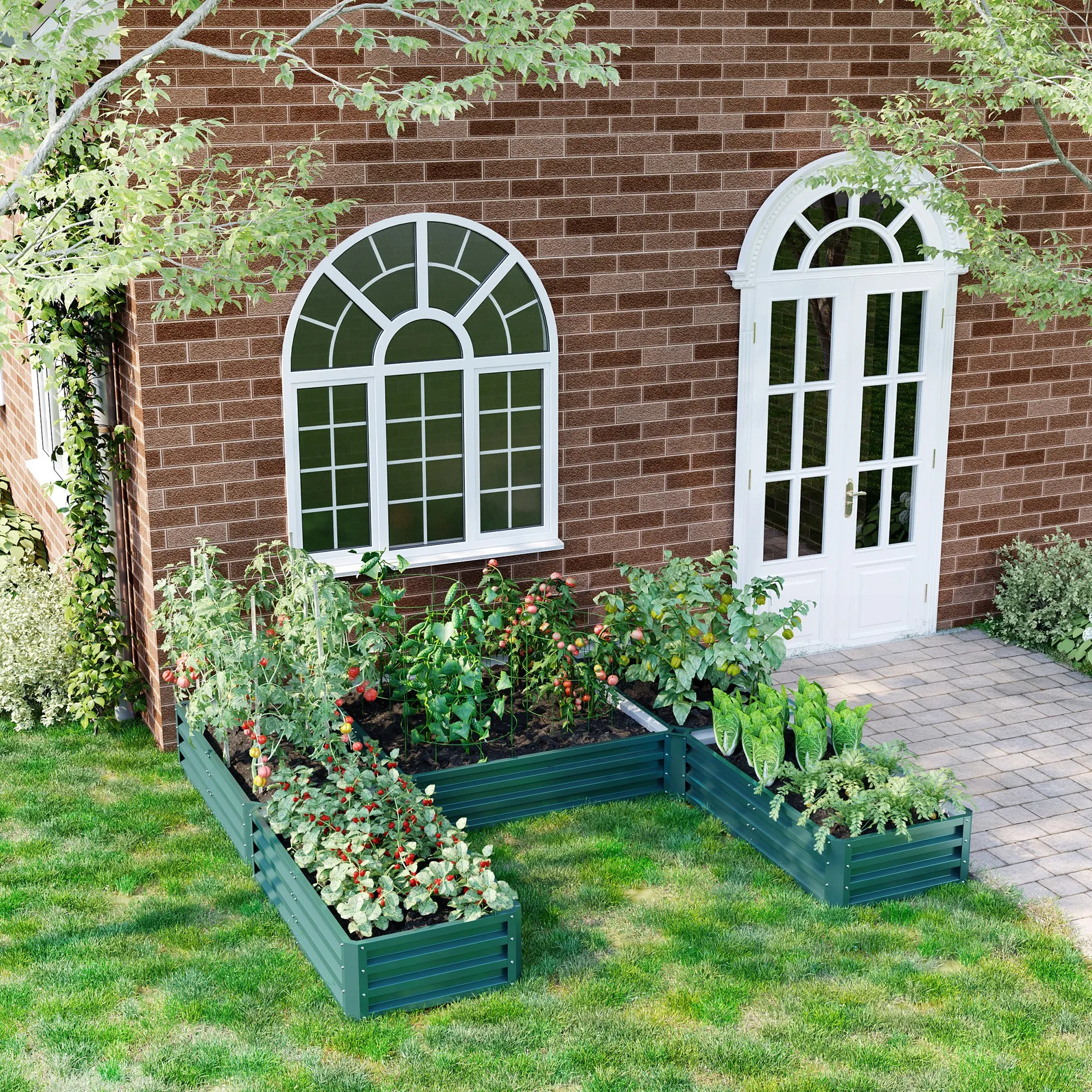 Outsunny 8 X 8\' Raised Garden Bed Set, Large Steel Flower Planters for Outdoor Plants, Easy Assembly for Vegetables, Herbs