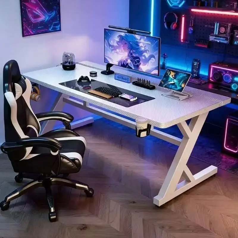 Carbon fiber e-sports table Z-shaped steel frame household bedroom game computer table desktop robot arm desk