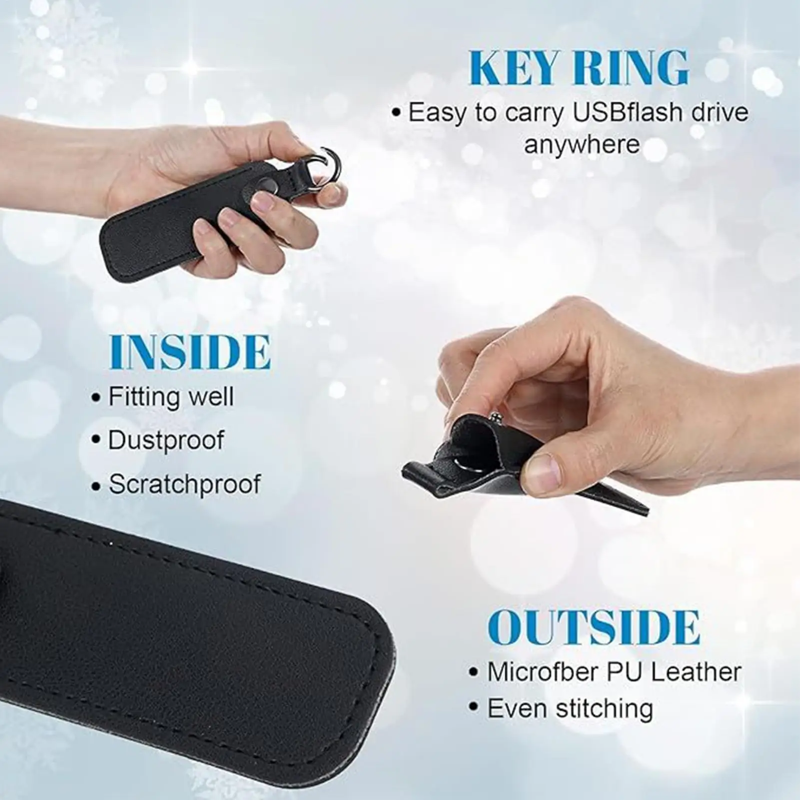 

PU Leather U Disk Pouch Protective Cover Storage Bag USB Flash Drive Anti Lost Case Key Ring Holder Digital Accessories