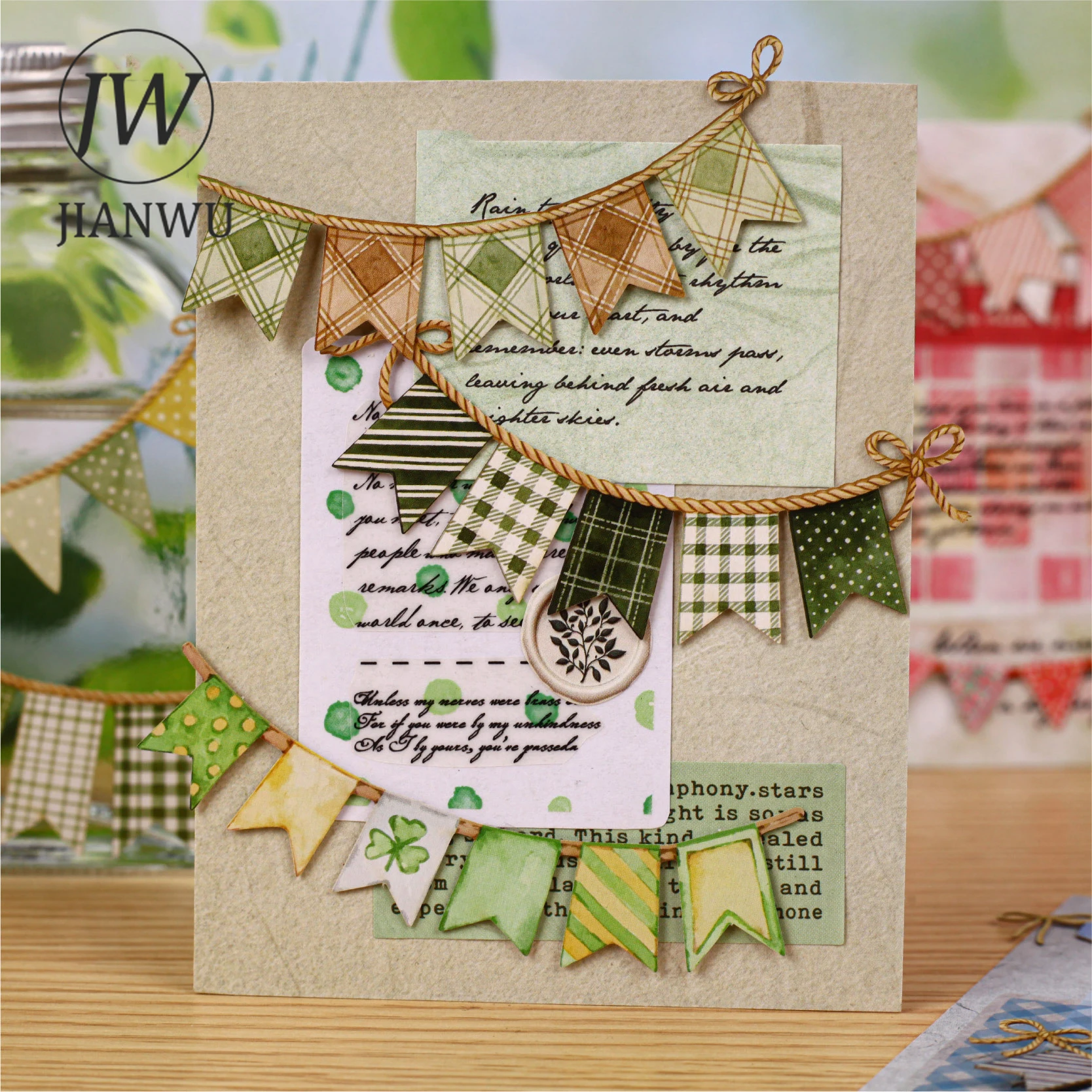 JIANWU Colorful Flag Series Vintage Festival Banner Landscape Material Collage Scrapbooking Sticker Creative Journal Stationery view 4