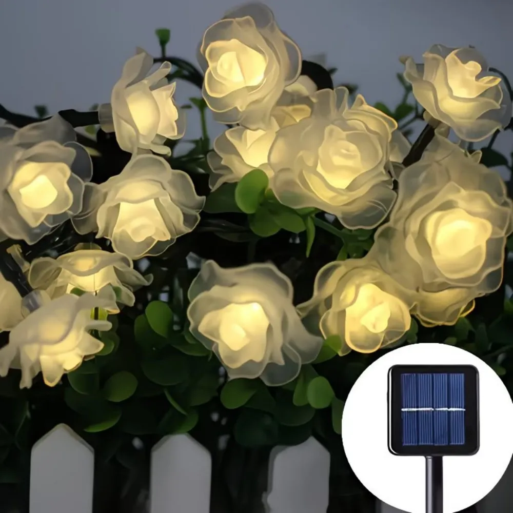5M/6.5M/7M Solar Rose Light String, Outdoor Waterproof Courtyard Decoration Light, Used For Garden Landscape Lighting Decoration