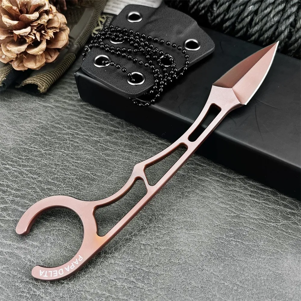 Portable 1095 Mini Knife Multi-purpose EDC Fixed Blade Knives 440C Stainless Steel Blade Cutting Tool for Camping Fishing Hiking