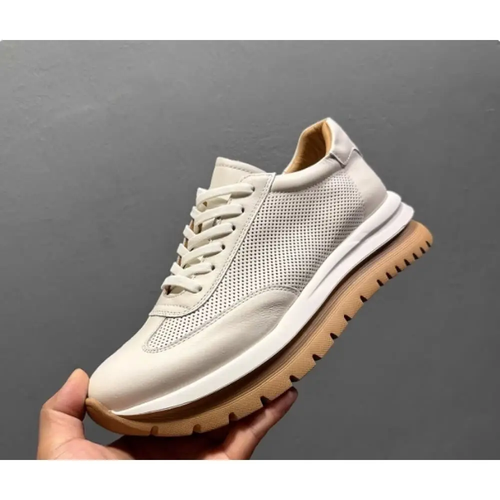 Handcrafted Off-White Perforated Leather Classic Sneaker – Superior Craftsmanship