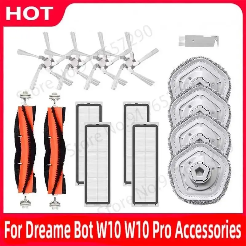 Für Dreame Bot W10 / W10 Pro Ersatzteile Hauptbürste Seitenbürste Waschbarer Hepa-Filter Wischtuch Ersatz-Zubehör