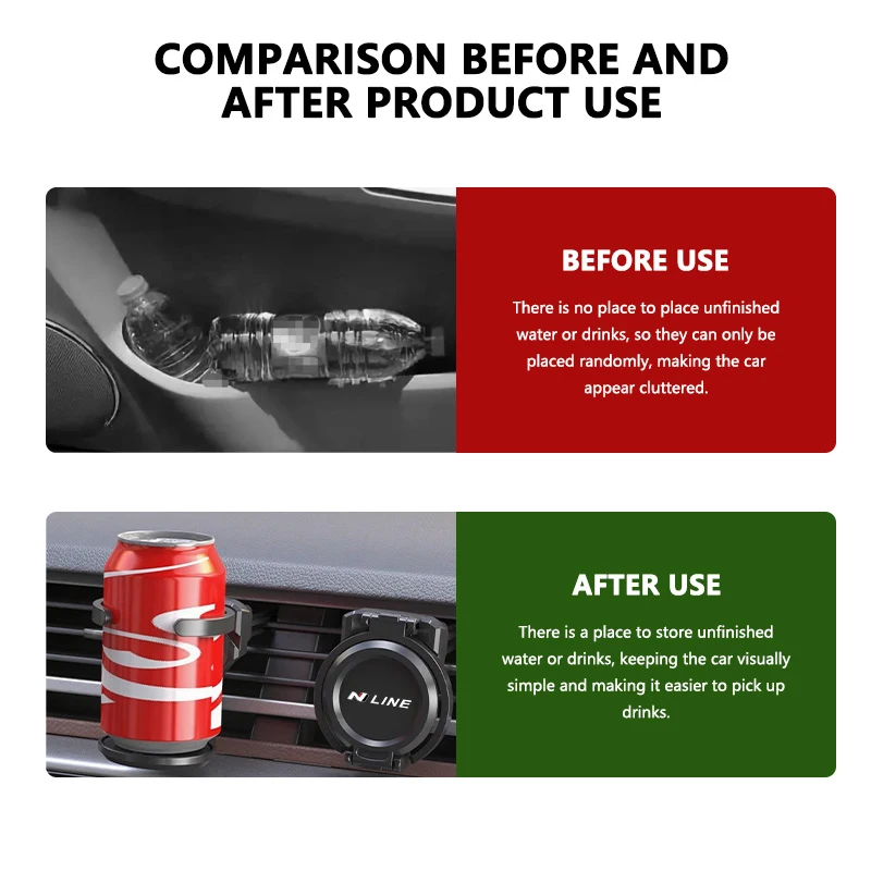 سيارة تنفيس الهواء منفذ للطي شرب زجاجة القهوة حامل الكأس لشركة هيونداي N خط i30 i20 سوناتا أكسنت توكسون إلنترا أزيرا ايكوس