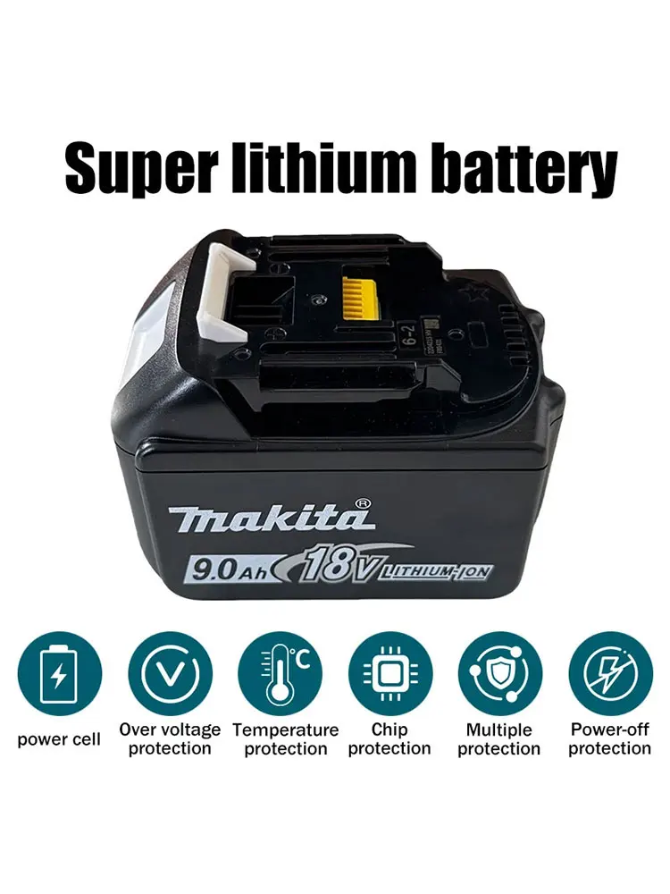 Oryginalna bateria Makita 18V o pojemności 9000 mAh, 9,0 Ah, akumulator do ładowania, ładowarka Makita BL1850B, BL1860B, bateria do elektronarzędzi. (9.0Ah X1-15C) — Zdjęcie 2 z 2