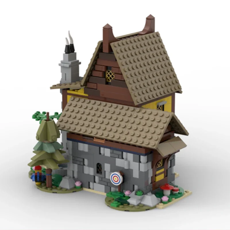 symoc Cottage medievale casa del villaggio medievale blocchi città vista stradale torre blocchi di costruzione mattoni modulari moc casa delle bambole