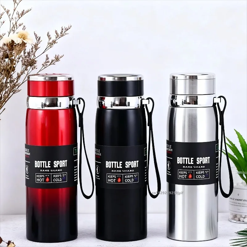 Botella Térmica de 800ml/1000ml para Agua Fría y Caliente, Termo para Agua, Té, Café, Frascos de Vacío, Botella Térmica de Acero Inoxidable