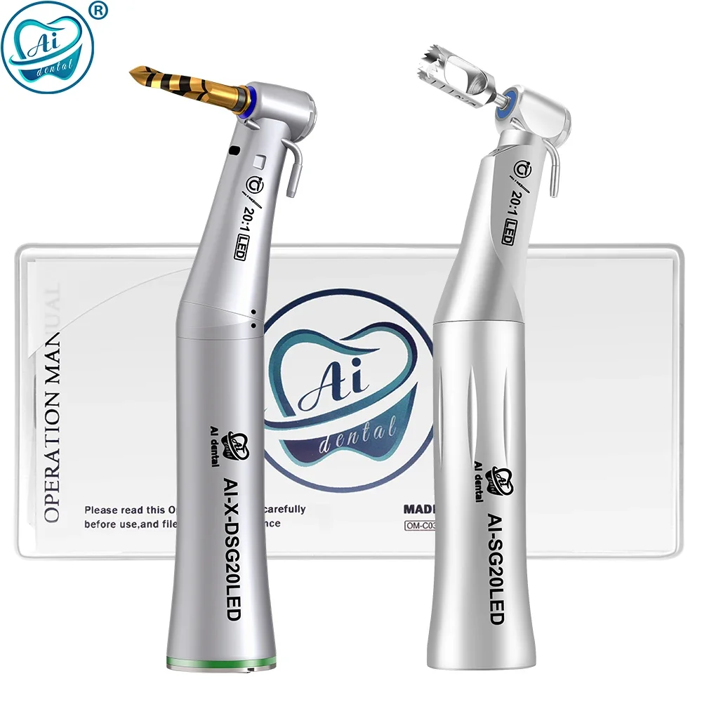 D-ental Im-plant Series 20:1 Reduction LED 80 ncm Contra Angle Handpiece Easy to Disassemble Hand Piece for Surgery