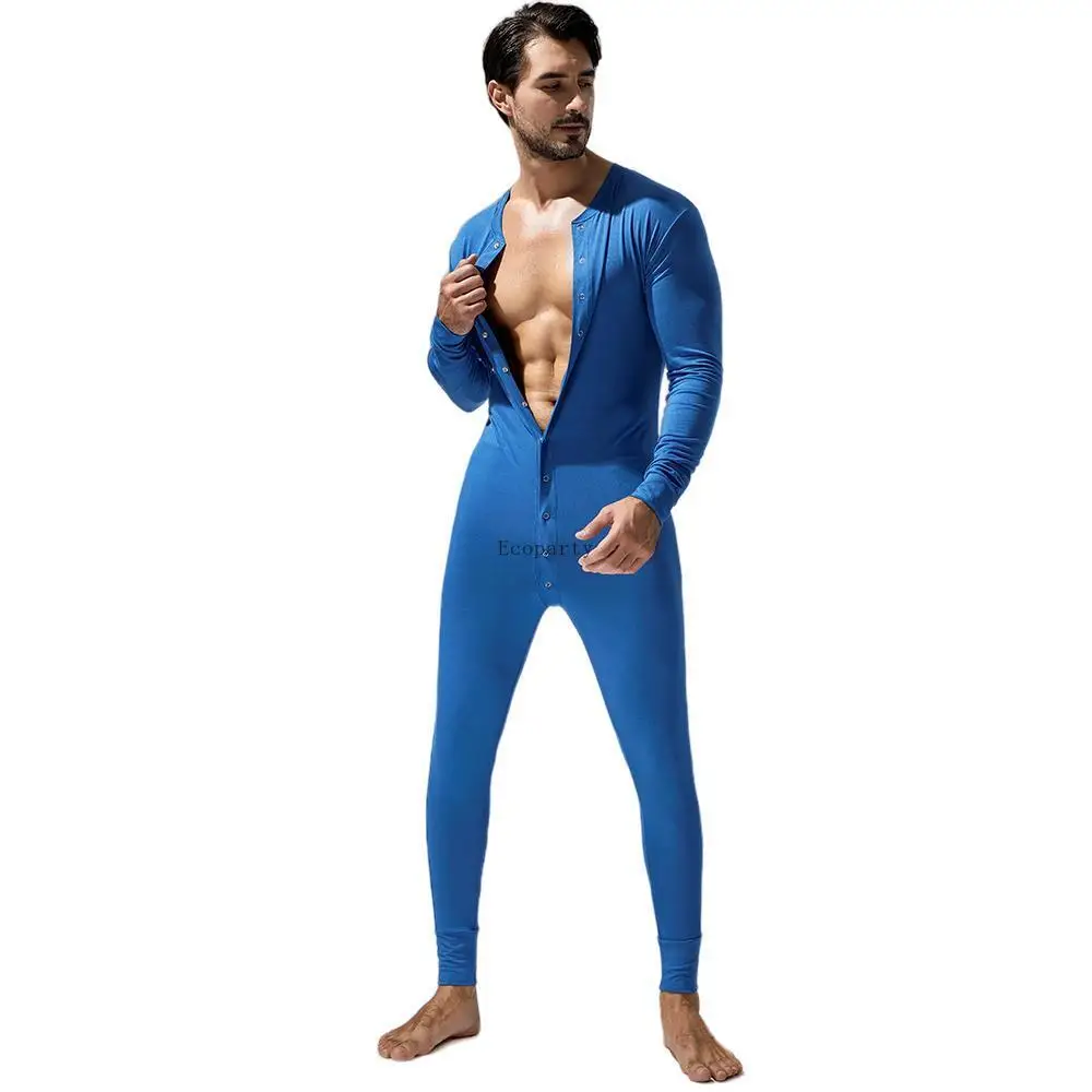 

Men's Onesies Sleepwear Long Johns Underwear Sexy Pajamas Sets Button Jumpsuit Thermal Underwear Sets Bodysuits