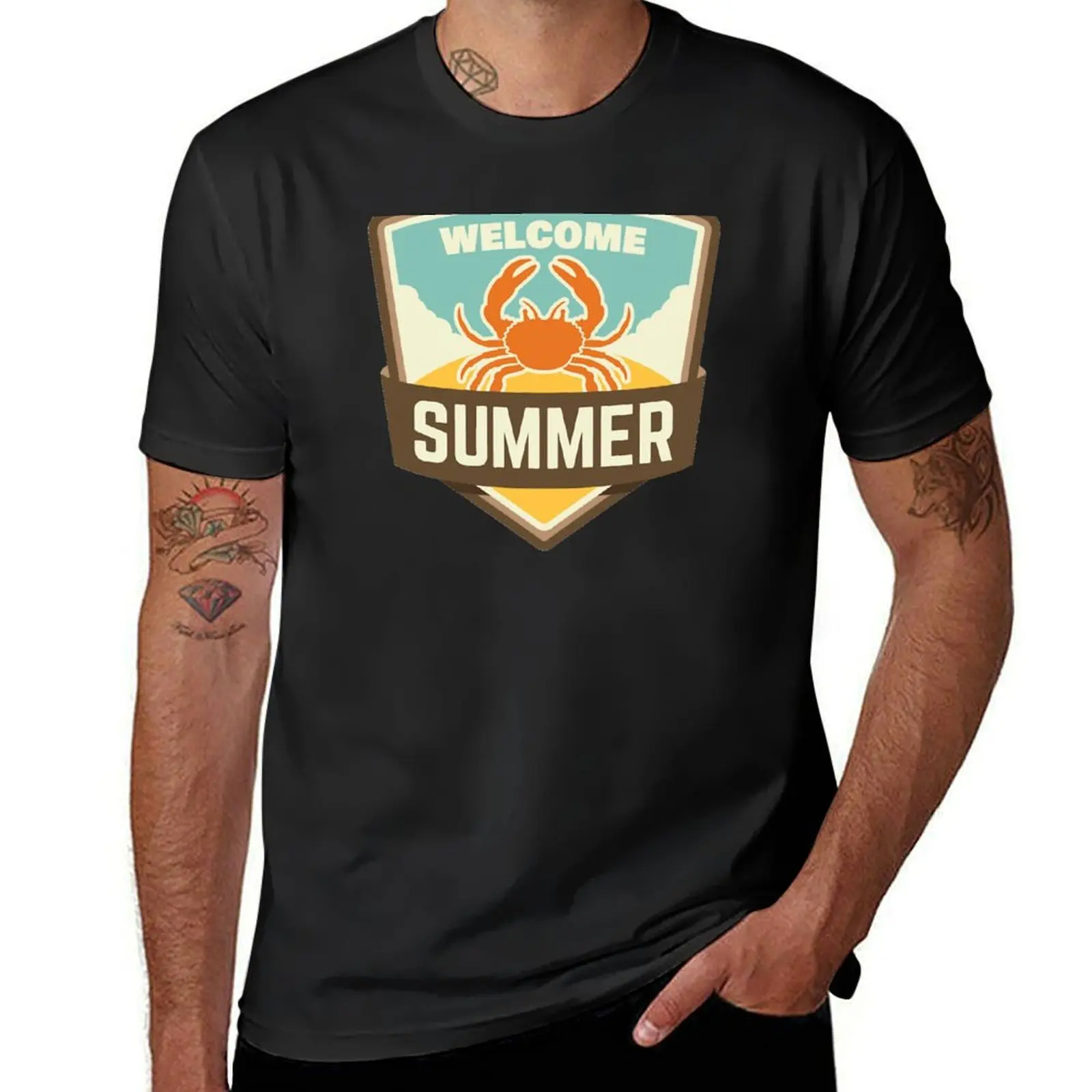 welcome summer T-Shirt hippie clothes Blouse plain aesthetic clothes mens champion t shirts