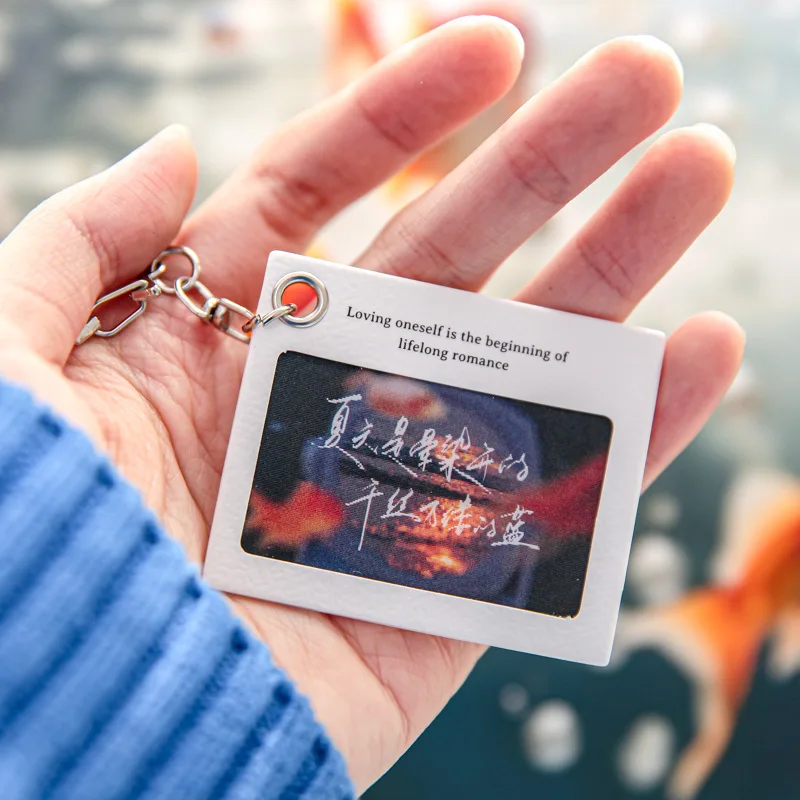 Creative Design Key Ring Scrapbook Journal Pendant INS Simplicity Natural Landscape Keychain Short Lanyard Student Supplies Gift