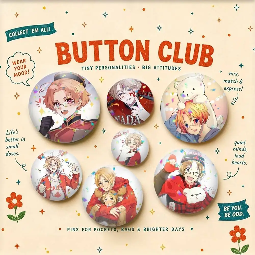 C-Canada H-Hetalia  25mm 32mm 44mm 58mm 75mm Brooches Badges Pins for Accessories Gift