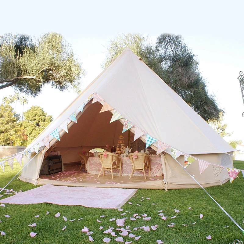Glamping  Family Indian Style Pyramid Bell Tent Camping Outdoor Waterproof Canvas Wedding Tents