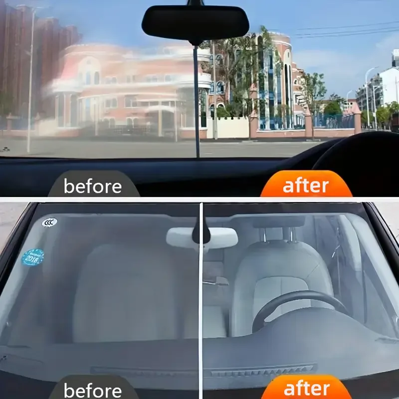 Glass oil film remover, windshield water spot remover,providing streak-free shine for colored and clear glass.