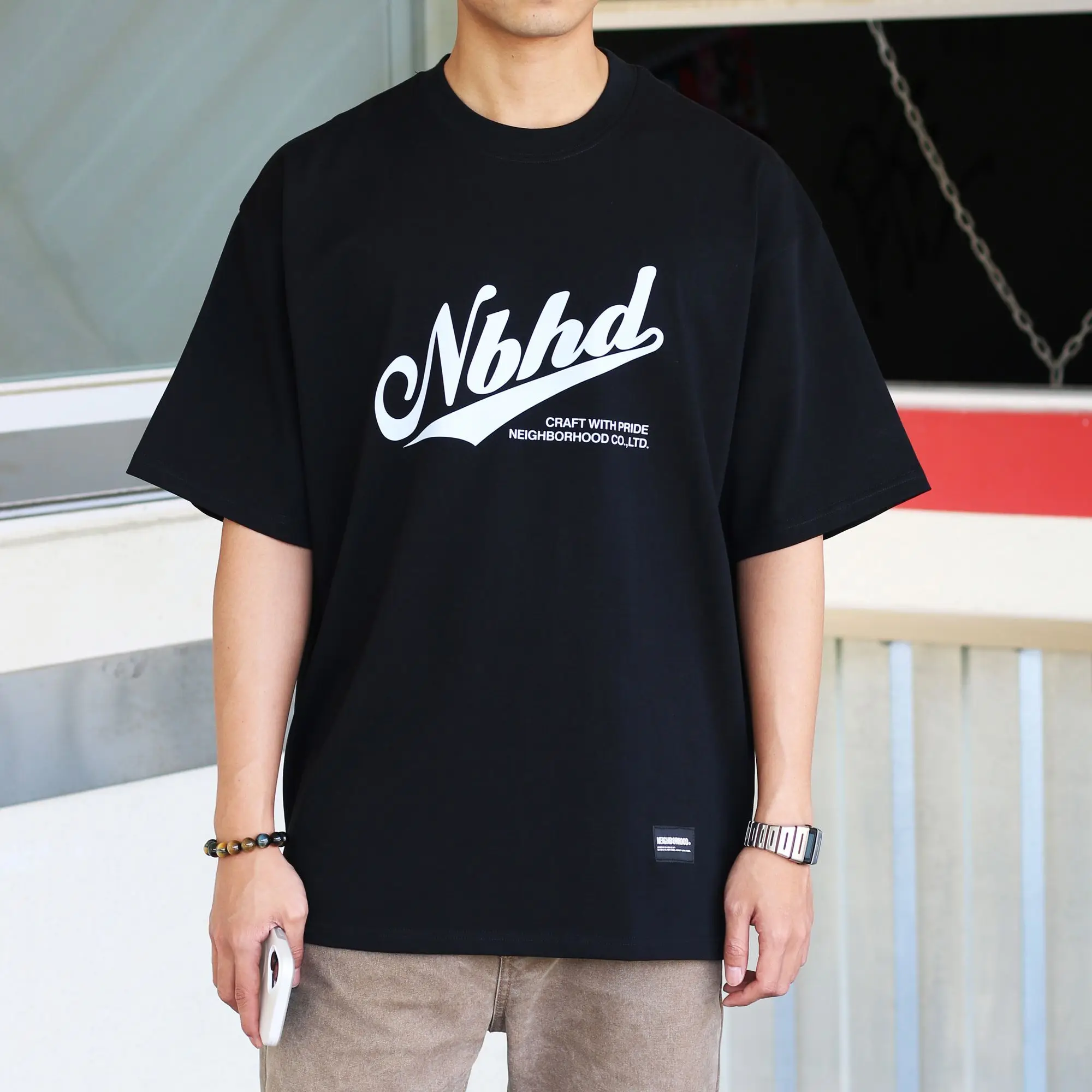 NEIGHBORHOOD NBHD Heavy‑Weight Printed Short‑Sleeve T‑Shirt Loose Casual Unisex Couple Matching Daily Tops
