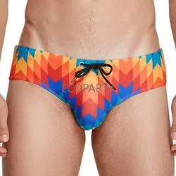 Men Surfing Shorts,Male Swimsuit,Surf Wear,Sports Swimwear,Geometric Printed Men Triangular Swimming Pants For Hot Spring Bath