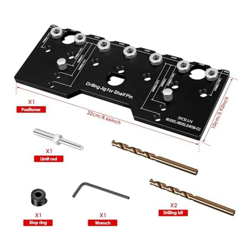 Shelf Pin Jig 1/4 Inch Shelf Pin Black Guide Precise Cabinet Mounting Template Jig