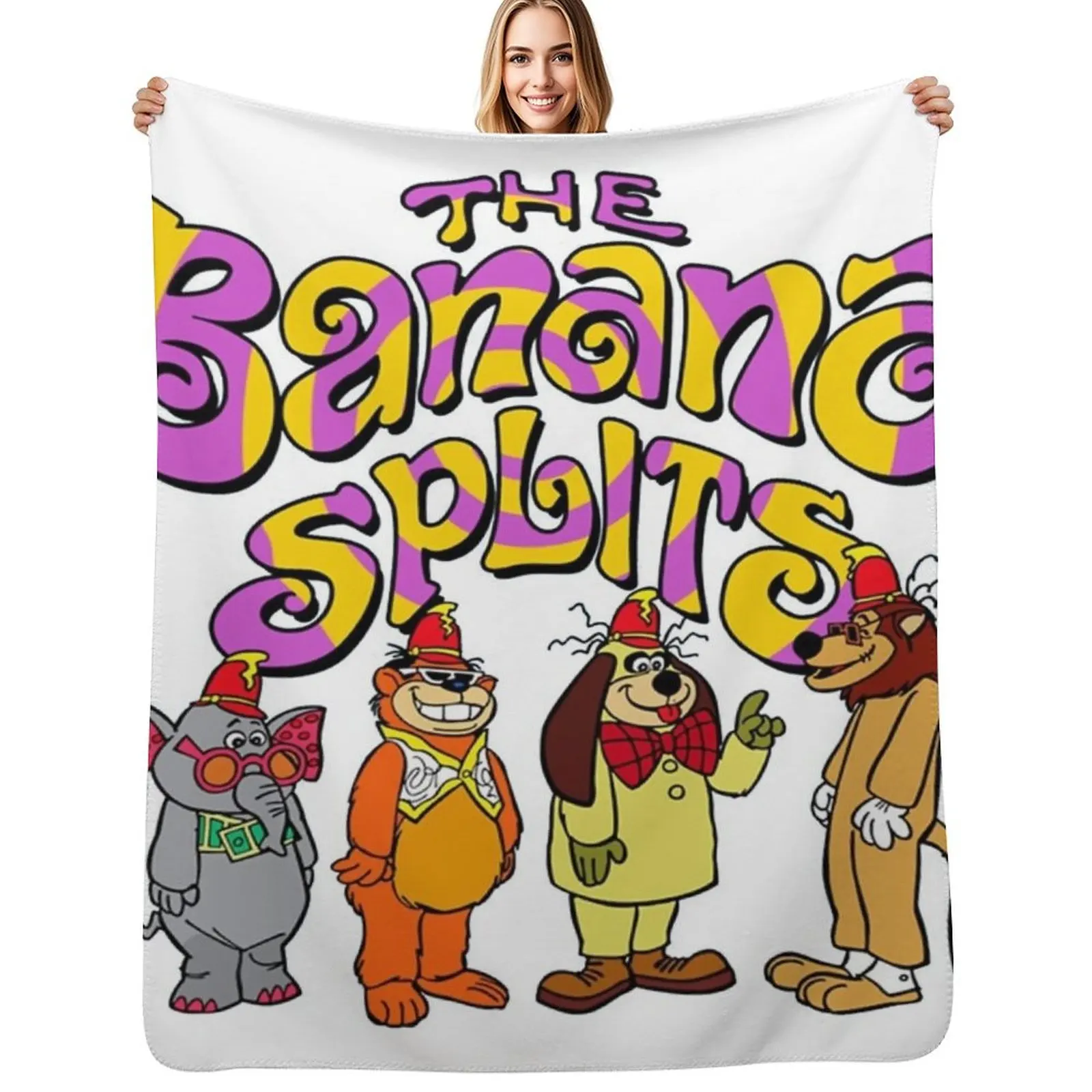 

Retro Animals Cartoon Televison Show Throw Blanket Stain Resistant Cozy Warm Blanket