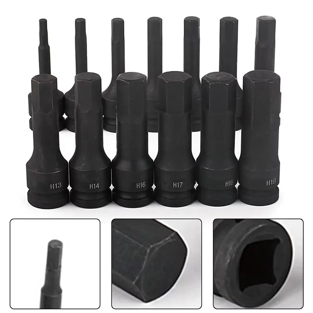 1Pcs Metric 1/2 Inch Shank Electric Drill Socket Adapter 80mm Length Long Bit Hex Hexagon Socket H4-H22 Cr-Mo Steel