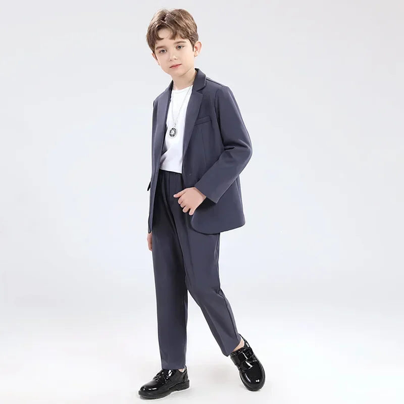 

Teen Boys Suit Spring Auutmn Casual Blazer Trousers Two Pieces Host Performance Photography Clothing Set Wedding Kids Outfits