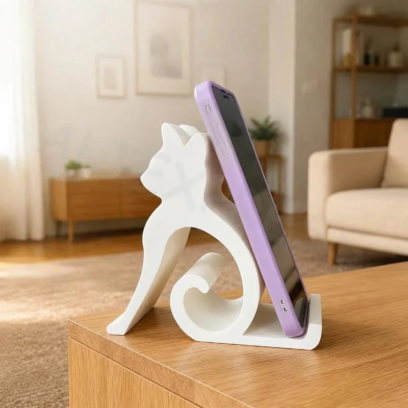 3D Printing Cute Cat Dog Design Phone Stand Non-slip Desktop Bracket Fits All Smartphones Tablets for Watching Videos Live view 2