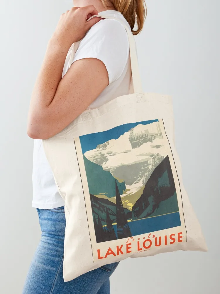 Vintage Travel Poster: Lake Louise Tote Bag tote bags men Cloth bag handbag Canvas Tote Bag