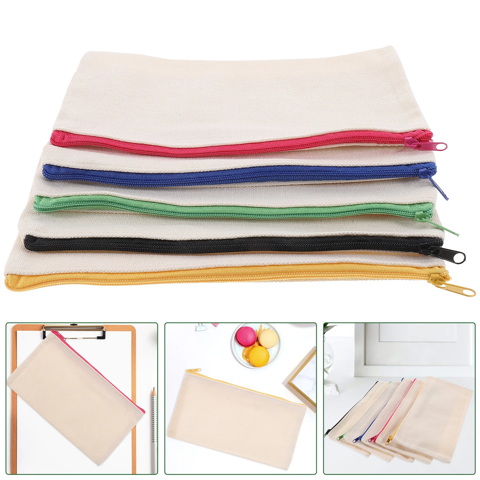 

5pcs Blank Pencil Cases Diy Graffiti Makeup Bags Travel Toiletry Pouches Storage Diy Crafts Zipper Bag Zipper Bag
