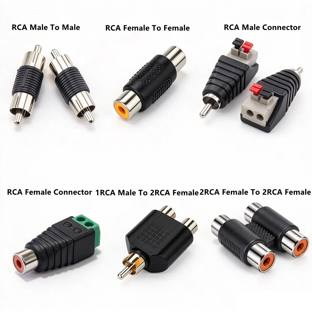 RCA Male Female Plug Adapter Connectors RCA to Screw Terminal Connector BNC To RCA Adapter For Speaker Cameras