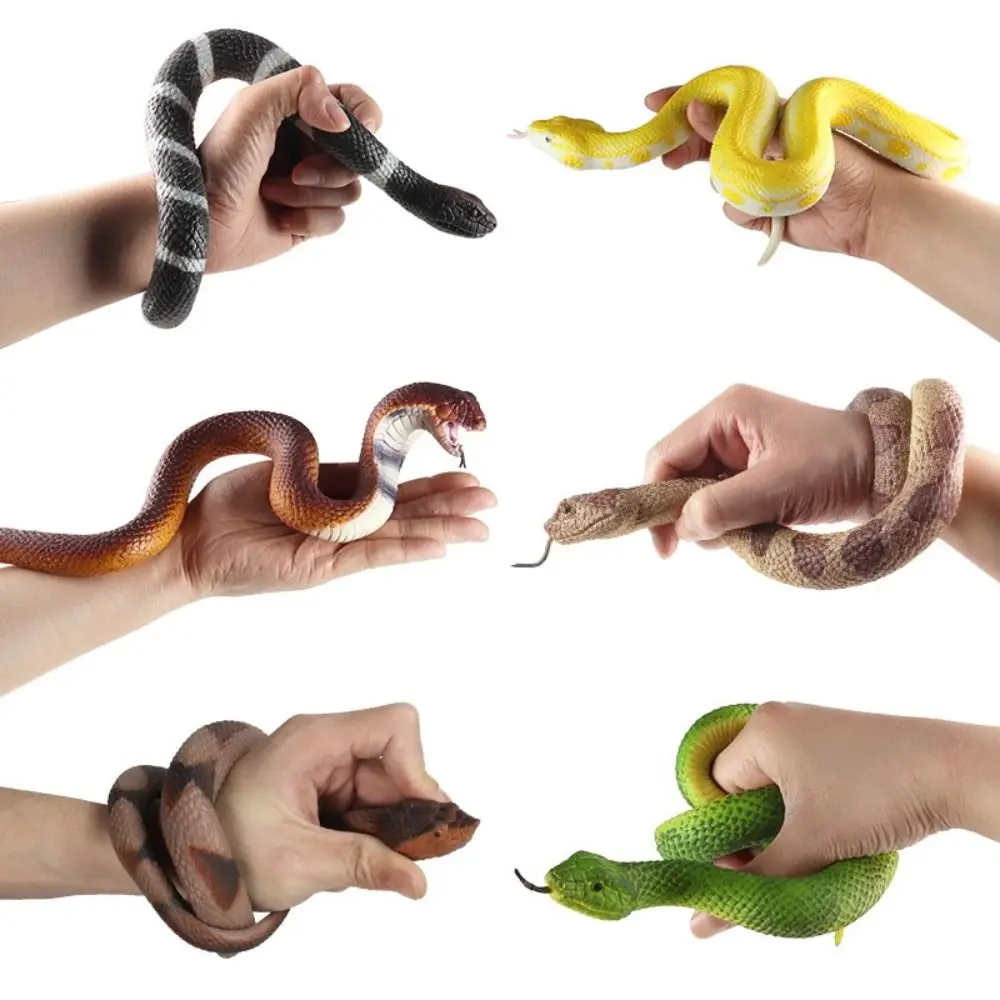 Reptile Animal Snake Action Figures Python Cobra Educational Rattlesnake Model Elastic Lifelike Simulation Snake Halloween Trick