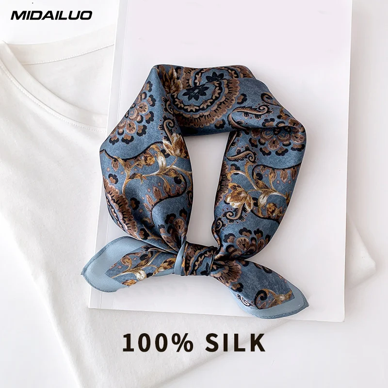 

100% Mulberry Silk Square Scarf 20.87x20.87 Inch Breathable Decorative Headscarf Elegant Accessory Non-Stretch for Outdoor Use