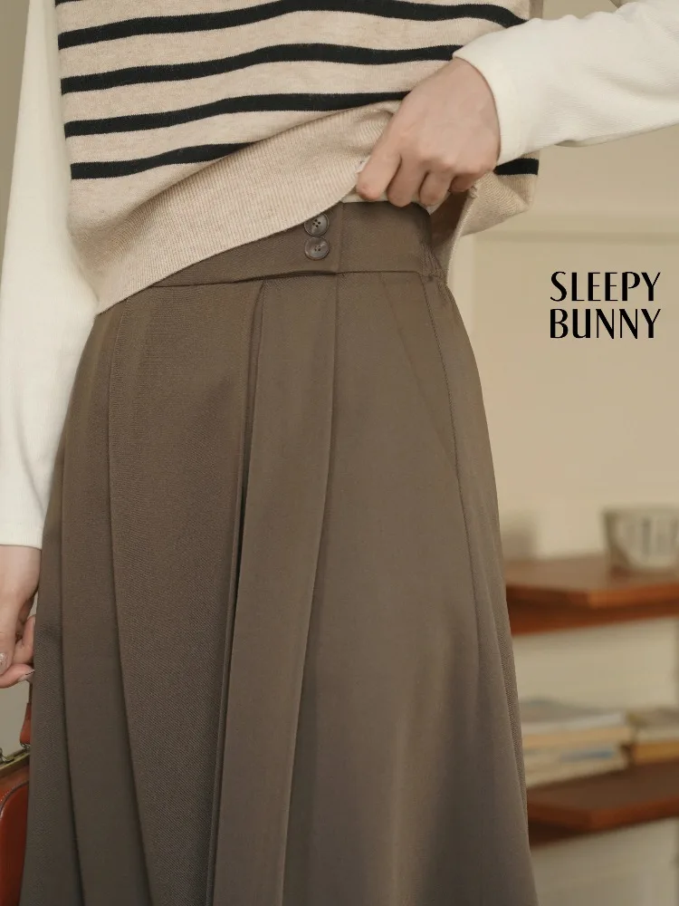 

Винтажная юбка-миди с высокой талией, женская толстая зимняя юбка трапециевидной формы, элегантная утягивающая эластичная талия, повседневная длинная юбка, осенняя повседневная одежда