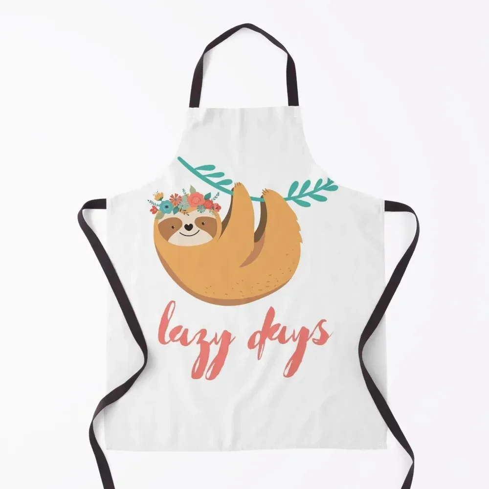 

Lazy Days Sloth Apron kitchen utensil Customizable women's kitchens christmas kitchen cloths Apron