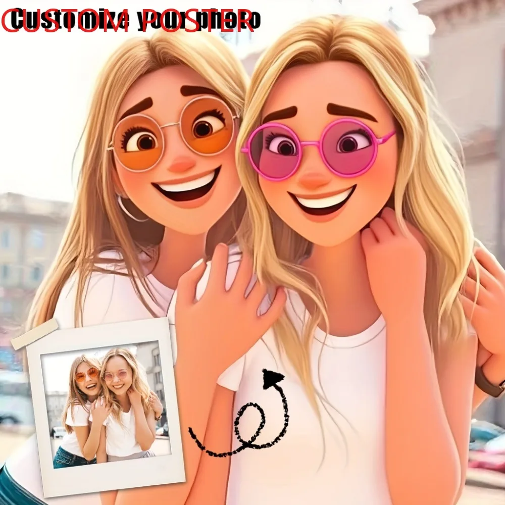 Custom Cartoon Animation Canvas Poster Photo to Pixar Style Art, Home Decoration Christmas Poster Artwork Painting for Gift