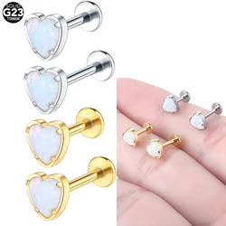 1Pc G23 Titanium Labret Stud Lip Ring Internally Threaded Ear Tragus Piercing Cartilage Earring for Women Body Piercing 16G