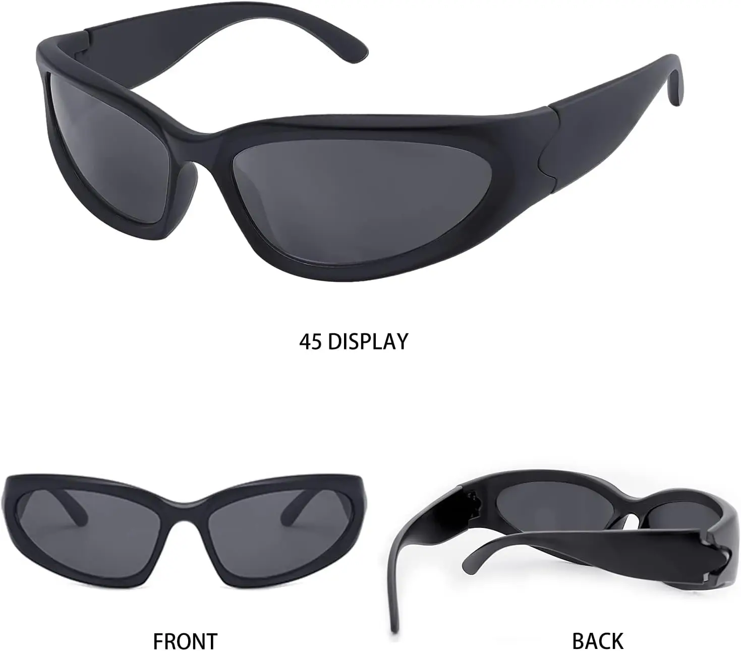 Neue Y2K Wrap-Around Sonnenbrille Mode Rave Metallisch Chrom Space Alien Brille Futuristische Schattierungen Sportbrille für Damen und Herren – Detail 6
