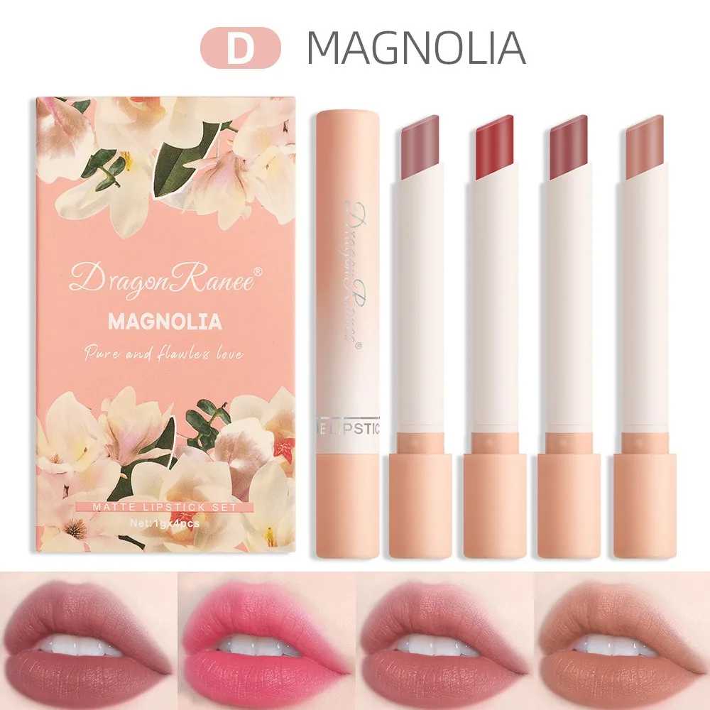 4pcs/set Portable Matte Velvet Cigarette Lipstick Set Waterproof Moisturizing Smoke Lip Stick Long Lasting Lip Gloss Ladies