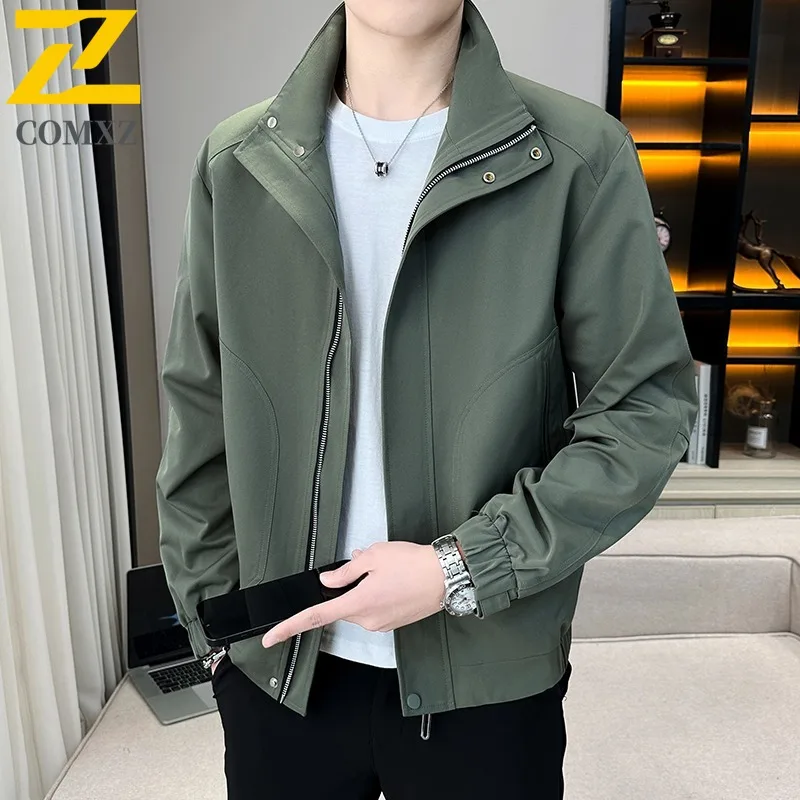 

COMXZ Luxury Jacket Turndown Collar Collar Commuting Office Windproof Coat Handsome Travel Lightweight Resistant Autumn Wear