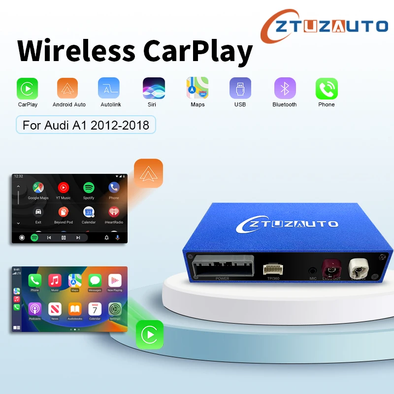 Wireless CarPlay for Audi A1 2012-2018 MMI RMC 2G 3G Car Play Android Auto Mirror-Link Retrofit Box Support Rear/Front Cameras