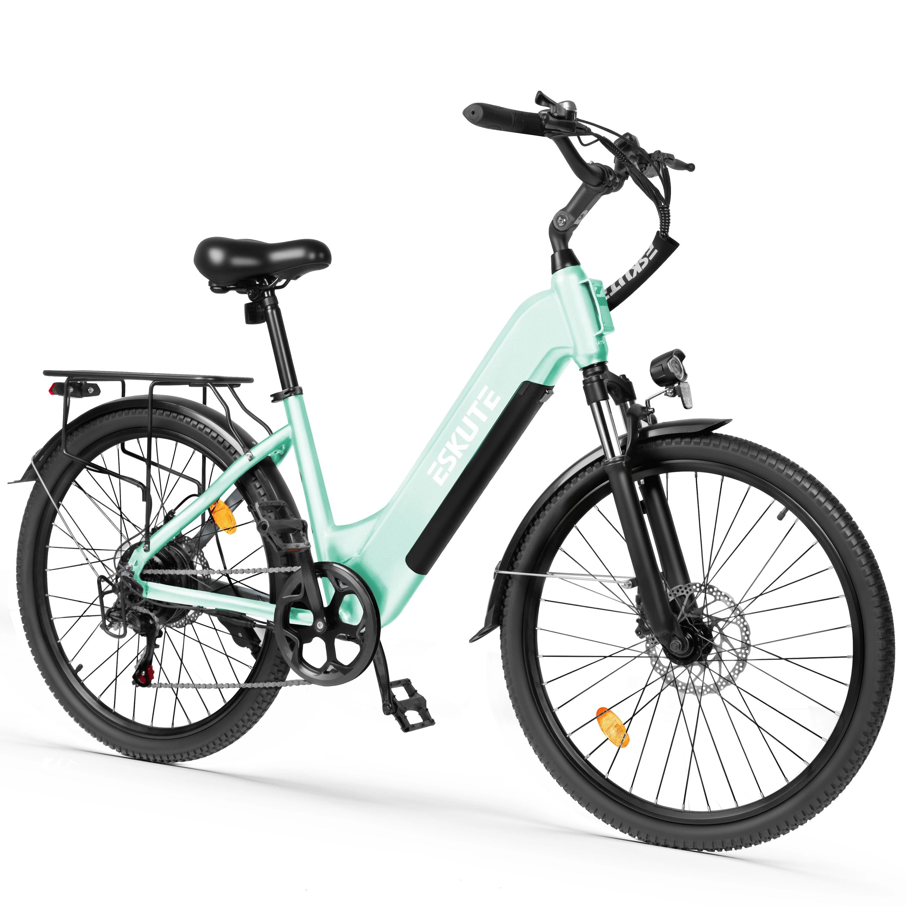 Elektrofahrrad ESKUTE C202, 48V 250W 17,5AH, Höchstgeschwindigkeit 40 km/h, Reifengröße 26*2,1, Erhältlich in vier Farben (Schwarz + Weiß + Grün + Grau).
