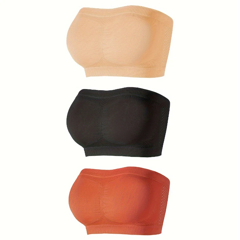 

BWGY 3pcs Women Seamless Strapless High Elastic Wrapped Invisible Strapless Chest Wraps Tube Tops Sports Top without Straps