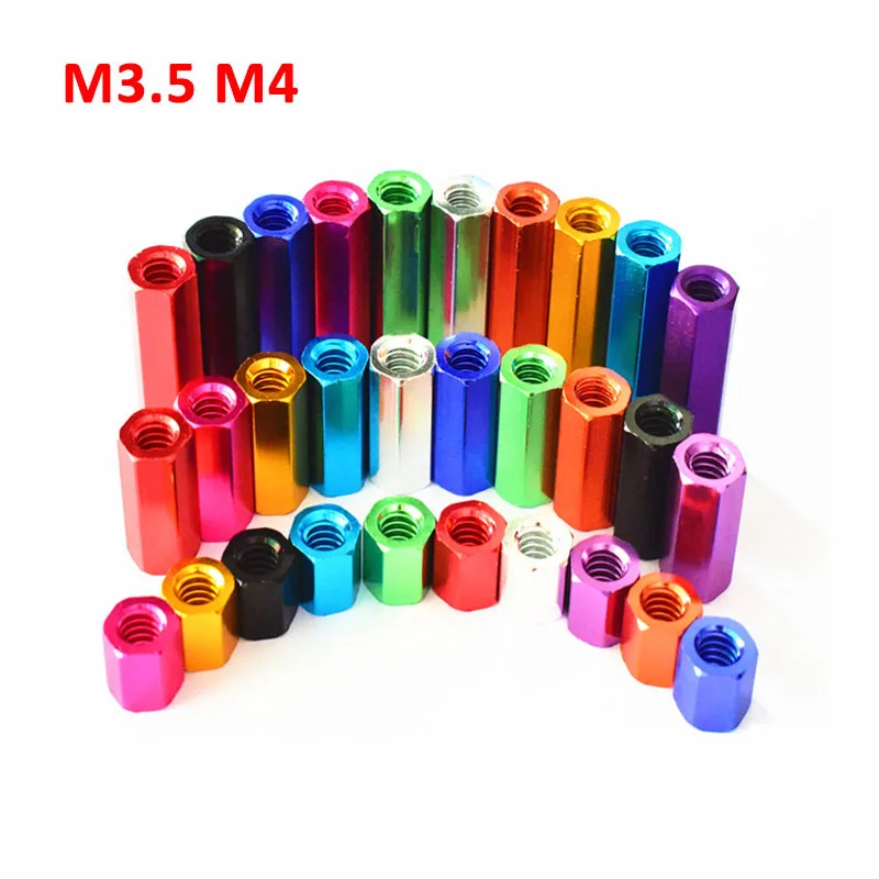 

M3.5 M4 Spacing Screws Nuts Aluminum Alloy Hex Standoff Spacer Column Flat Head Double Pass Multiple Color Choice