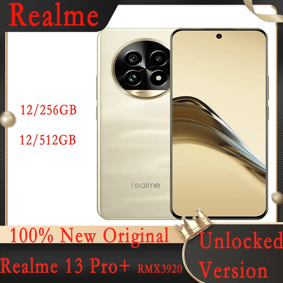 Sbloccato Realme 13 Pro Plus cellulare Snapdragon 7s Gen 2, 5G Chipset Sony LYT-600, Periscope OIS Camera AI Imaging 120Hz