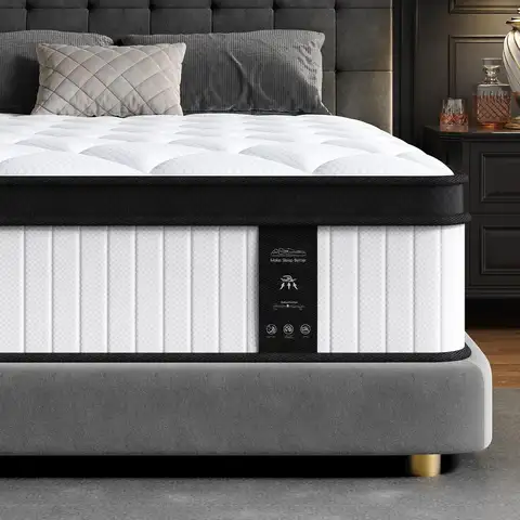 Queen Size Mattress in a Box: 12 Inch Memory Foam with Pocket Springs, Motion Isolation, Medium Firm for Cool Sleep