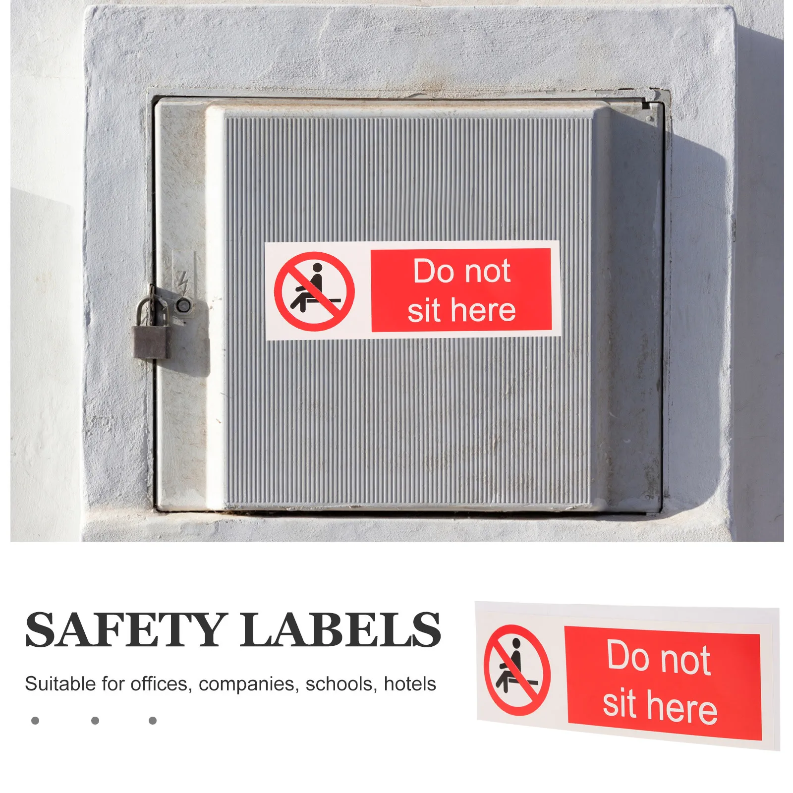

Here Sticker Self Adhesive Safety Sign Warning Label for Office Park Factory Garden Here Warning Sign