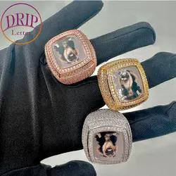 Custom Photo Ring for Men Iced Out Prong Setting Hip Hop Jewelry 2023 Trend