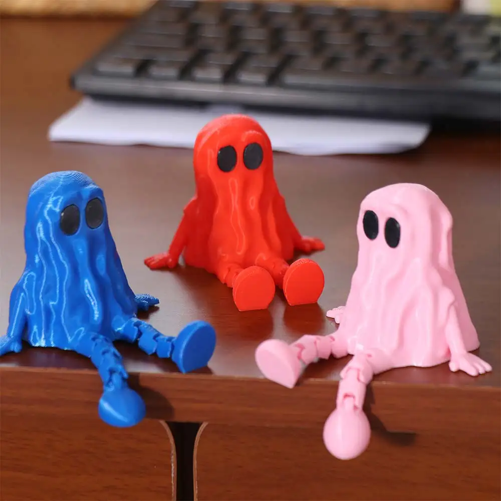

Toys Mini 3D Printed Ghost Ornament PLA Movable Joints Ghost Joint Figurines Hand-Painted Ghost Statue Halloween Party Decor
