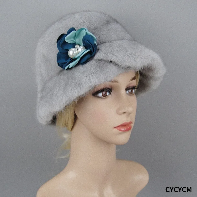 2025 New Hat Wholesale Bonnets Fashion For Female Fur Mink Fur Hat Women Solid Color Winter Warm Hat Women Real Fur Beanie Hat
